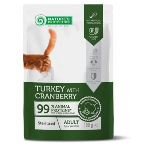 Nature’s Protection Sterilised Adult Cat with Turkey and Cranberry,  in a pouch