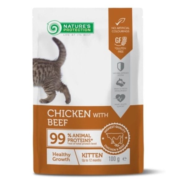 Nature’s Protection Kitten Chicken with Beef, canned food, in a pouch