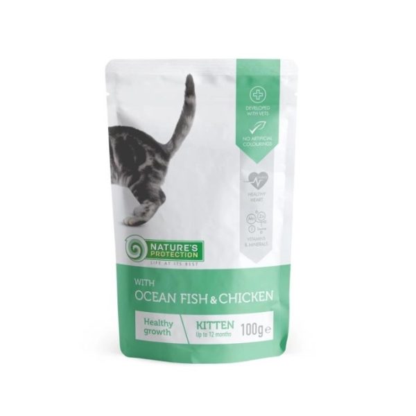 Nature’s Protection - სველი საკვები მოზარდი კატებისთვის ოკეანის თევზით და ქათმით