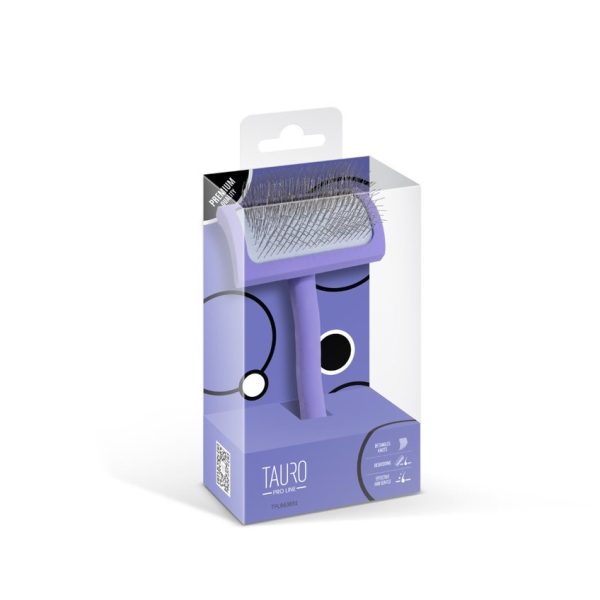 TAURO PRO LINE wooden brush, curved, rectangular, pins 25 mm, M, 9,6 x 19,0 cm,purple (TPLB63651)