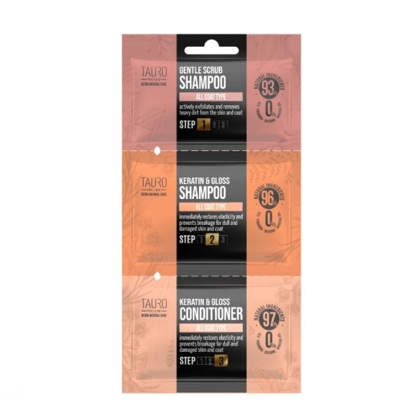 Tauro Pro Line - dog and cat coat and skin shampoo and conditioner sample set